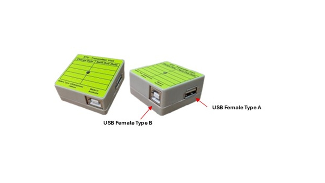 Wireless USB-AB sensor mat transmitter for upgrading existing bed and chair sensor mats to wireless monitoring systems.